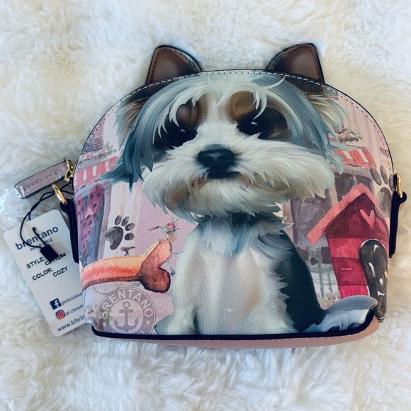 B Brentano Crossbody Bag handbag vegan leather 3D Yorkie Dog Yorkshire Terrier - Picture 4 of 8